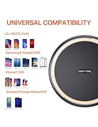 Torras Upgrade   Cargador inalámbrico rápido de 15 W, USB C Qi Alloy, con adaptador QC3.0, compatible con iPhone XS Max XS XR X 8 8+, Samsung Galaxy S10 S10+ S10e S9 S9+ S8 S8+
