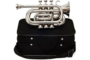 SHREYAS Pocket Trumpet Chrome Finish B-Flat W/Case+Mp Silver shry065