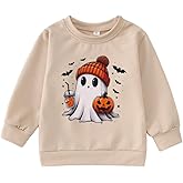 MODNTOGA Halloween Outfit Baby Boy Girl Pumpkin Ghost Sweatshirt Toddler Kids Ghost Graphic Shirt Spooky Season Pullover Tops