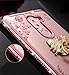 Honor 6X Case ,Opretty Slim Soft Gel Clear Bling Case Rose Gold Metal Plating Bumper Cover With 360 Rotating Ring Grip/Stand Holder/Kickstand For Honor 6X (Pink Flower)