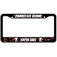 SignMission Zombies Eat Brains You're Safe Plastic Frame, Tag Holder 12" X 6" Fits Any Car, Truck, SUV, RV, or Trailer | Made in The USA, License Plate Cover
