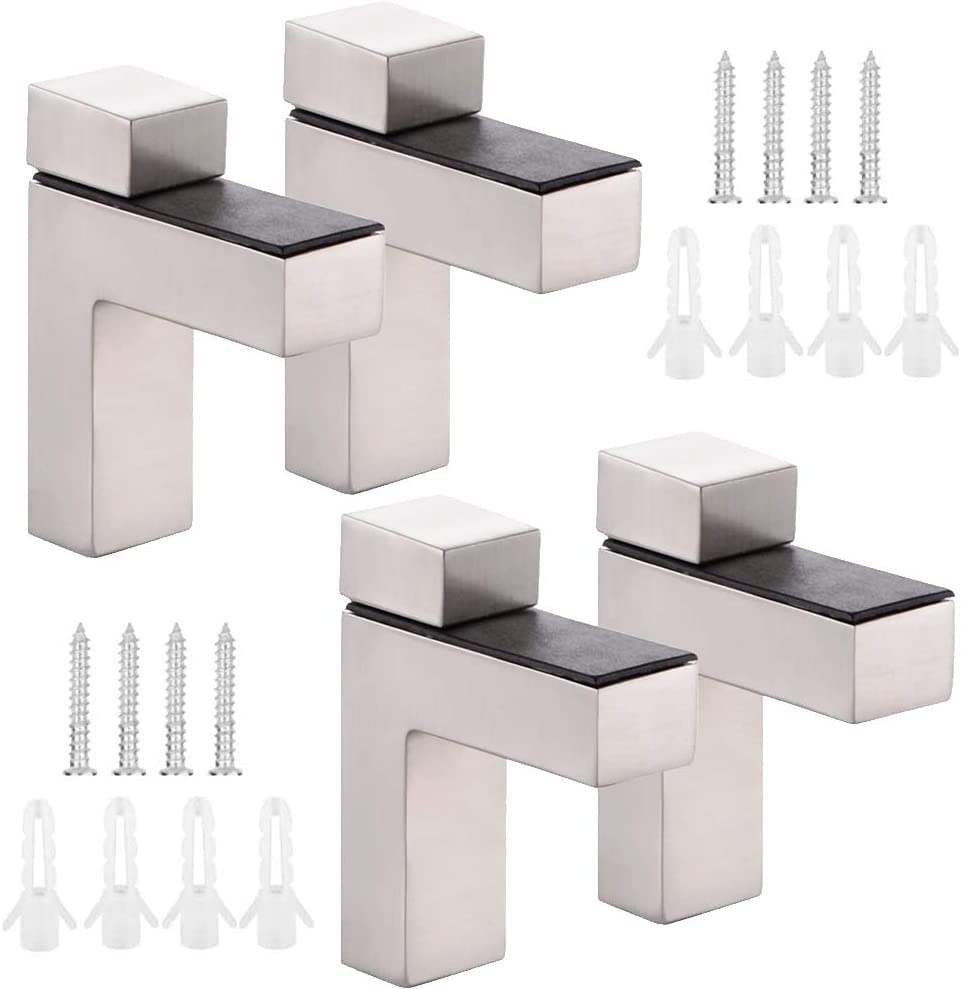 Gasea Adjustable Glass Shelf Brackets – 4PCS F-Shaped Wall Mount Floating Shelf Supports for 3–28mm Glass or Wood