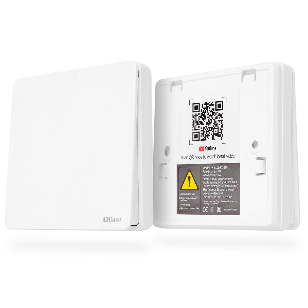 Wireless Smart Light Switch,AICase Wireless Wall Switch Remote Control Light ON/Off Switch,No Battery (Self-Powered) No Wires No Wi-Fi Required (Switch)