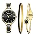 MAMONA Women's Quartz Watch Gift Set Crystal Accented Ceramic and Stainless Steel L3877GT (Black)