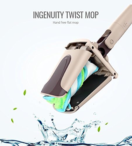 VINAMOP Ingenuity Twist Flat Mop With Self-Wringing Drying Function, or Home Kitchen Floors Cleaning - Wet/Dry Usage on Hardwood &amp; Tile - Upgraded With 3 functions Microfiber Mop Head