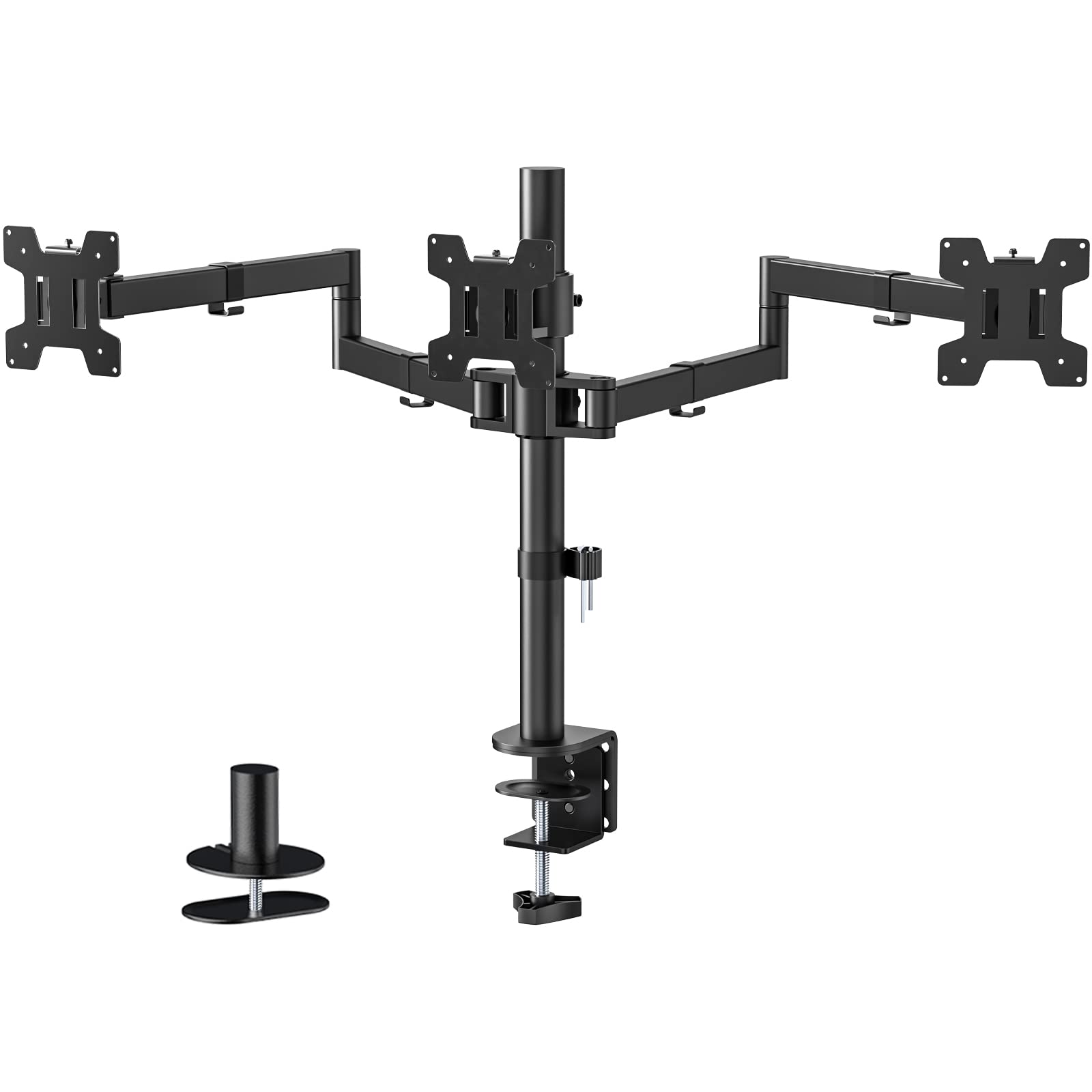 Photo 1 of WALI Triple LCD Monitor Desk Mount Fully Adjustable Horizontal Stand Fits 3 Screens up to 27 inch, 22 lbs. Weight Capacity per Arm (M003S), Black
