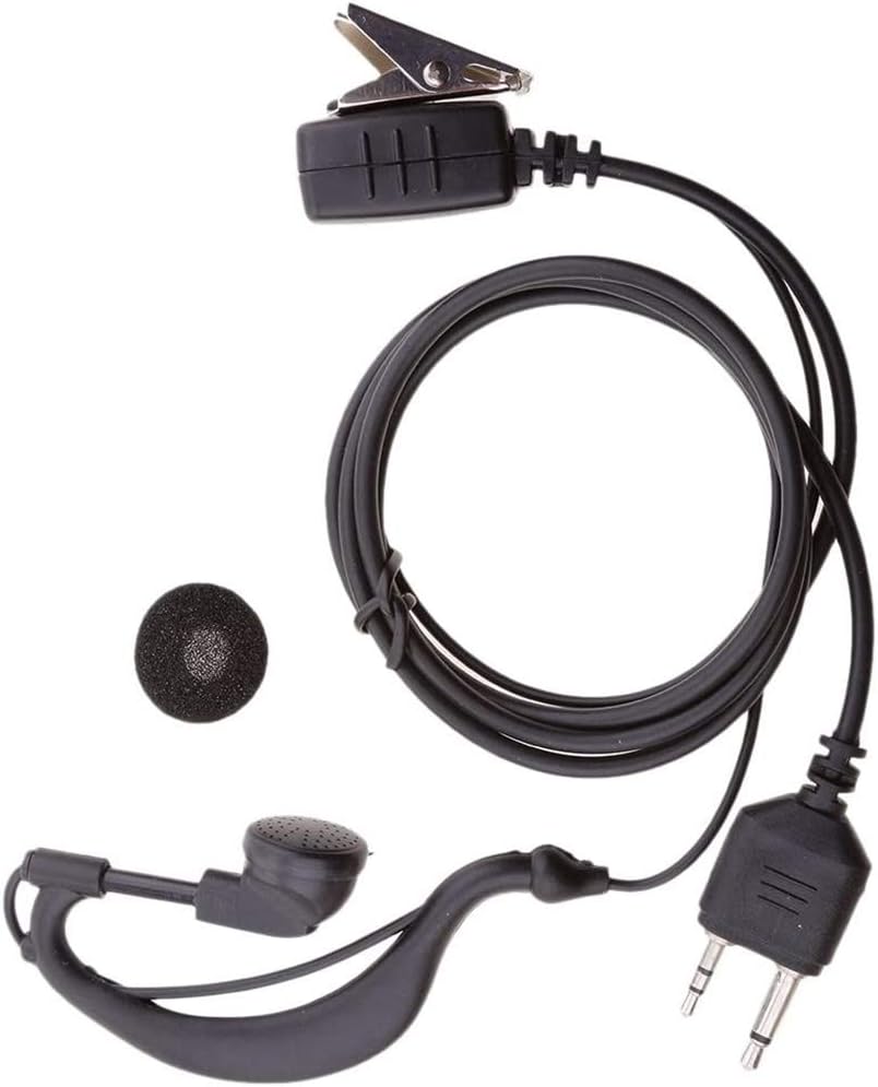 POFET 2pin Earpiece Headset With Microphone For Midland G6 G9 GXT550 Walkie Talkie, Schwarz