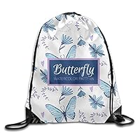 VIMUCIS Butterfly Watercolor Pattern Drawstring Backpack Rucksack Shoulder Bags Training Gym Sack For Man And Women