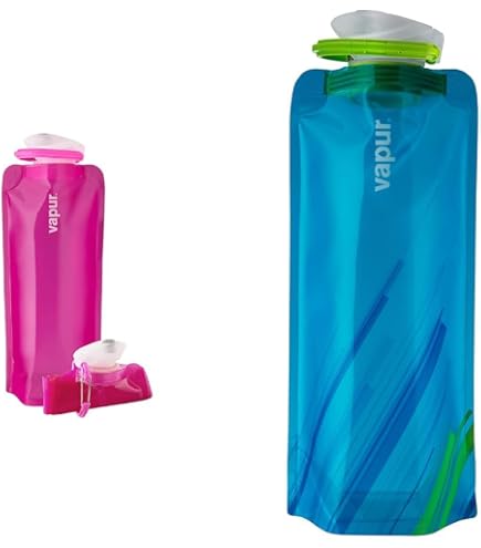 Vapur Collapsible Water Bottle With Carabiner - 16 Oz, BPA-Free, Folds Flat, Leak-Proof