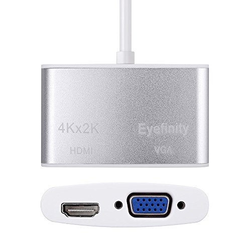 CableDeconn Aluminum shell Multi-Function Thunderbolt Mini Displayport to HDMI VGA Converter Adapter Cable for Apple Macbook Surface pro Thinkpad X1 HDMI 4K HDTV Eyefinity VGA Adapter