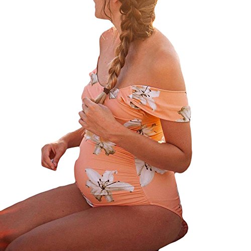 Maternity Split Swimsuit Tankinis Women Dot Print Bikinis Swimsuit Beachwear Pregnant Suit Yellow