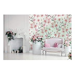 Large Wall Mural - Blooming Pink Cherry Flowers on Abstract Background | Self-Adhesive Vinyl Wallpaper/Removable Modern Wall Decor - 66x96 inches