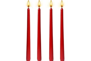Kandelo 10 inch red Taper Candles-Set of 4 Tapered Candle, Tall Candlesticks,Home Dinner Candle, Party, Wedding, Halloween, C