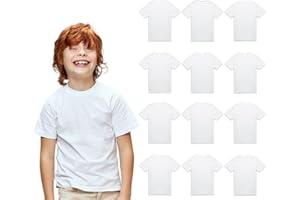 BILLIONHATS 12 Pack Kids Cotton Tshirts Bulk, Wholesale Unisex Children Tees, Lightweight Tshirt Packs for Boys Girls