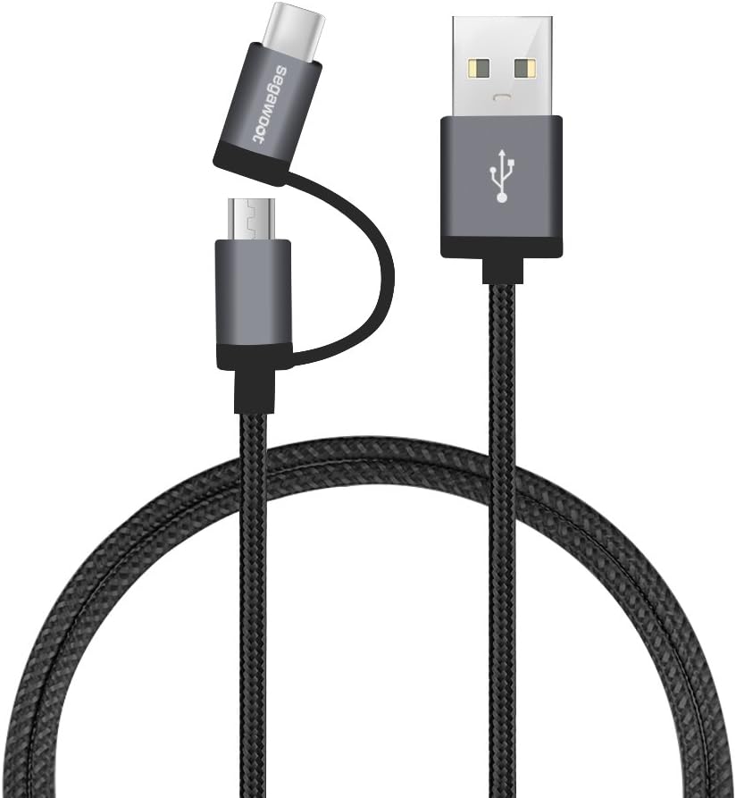 Type C Charging Cable, Segawoot 2 in 1 Micro USB Cable, Reversible Connector for Nintendo Switch and other Type C & Micro USB enabled Devices