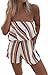Hibluco Women's Off Shoulder Rompers Sleeveless Short Jumpsuits with Pockets