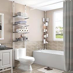 ALLZONE Corner Shower Caddy Tension Pole, 4-Tier