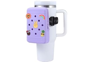 HCVUINL Silicone Water Bottle Pouch with 5 Charms, Water Bottle Handheld Caddy for Quencher Adventure 40oz & Stanley IceFlow 20oz 30oz,Tumbler Pouch Sports Gym Bottle Accessories,Purple