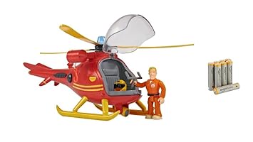 Simba 109251661 - Feuerwehrmann Sam Hubschrauber mit Figur und AmazonBasics Performance Batterien Alkali, AAA, 8er Pack