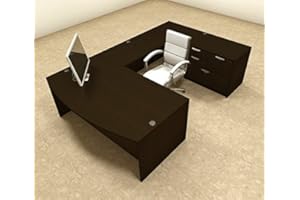 UTM FURNITURE 4pc U Shape Modern Executive Office Desk, OT-SUL-U8