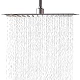LORDEAR Solid Square Ultra Thin 304 Stainless Steel 16 Inch Adjustable Rain Shower Head with Polish Chrome,Waterfall Full Body Coverage with Silicone Nozzle Easy to Clean and Install
