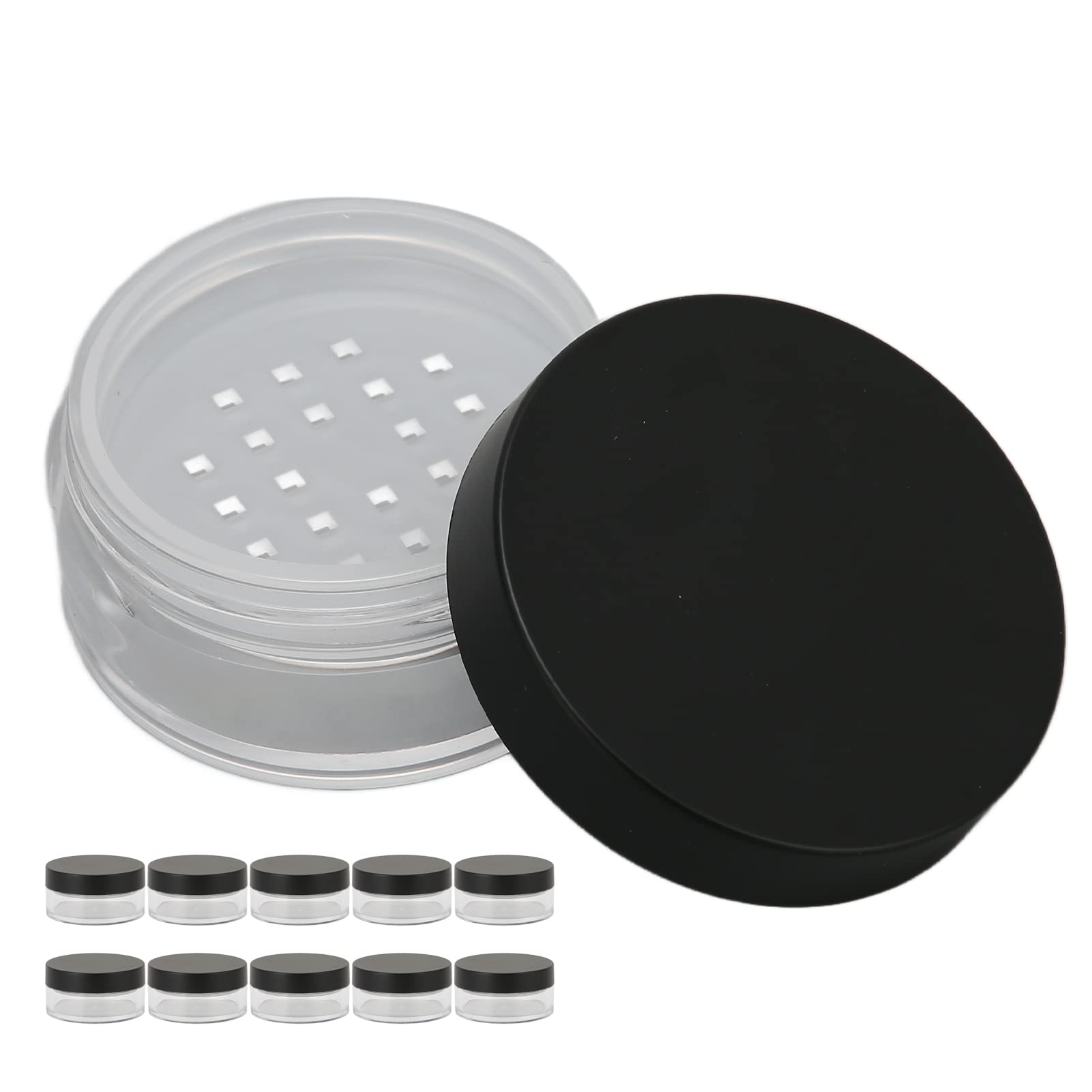 10pcs Plastic Empty Powder Case Face Powder Makeup Jar Travel Kit, Portable Loose Powder Jars, Plastic Cosmetic Sample Containers Empty Box Circular