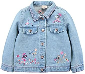 Girl Baby Denim Jacket Coat Cowboy Flower Embroidery Outerwear Overcoat Kid Toddler Jeans Windbreaker