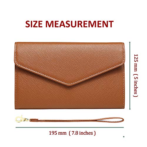 Krosslon Rfid Passport Holder Wristlet Travel Wallet Trifold Documents Organizer Slim Purse, Fit US UK CA Passport Cover Traveling Accessories for Women, Caramel(210#) - Thumbnail 4