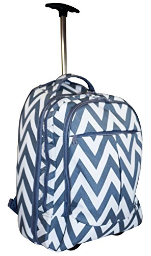 Ever Moda Grey Chevron Wheeled Laptop Backpack