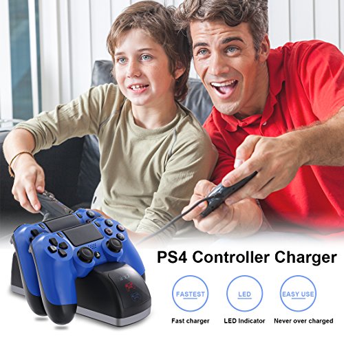 image for PS4 Controller Charger, JAMSWALL Dual Fast USB Charge Station Charging