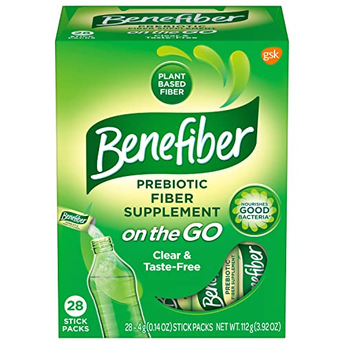 Benefiber Daily Prebiotic Dietary Fiber Supplement Powder Stick Packs for Digestive Health, 100% Natural, On The Go, Clear and Taste-Free, 28 sticks, 3.92 ounces each