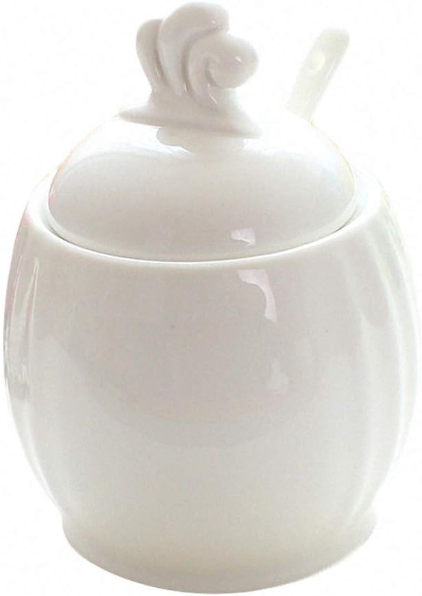 Retro Pure White Ceramic Sugar Bowl Set Sugar Dispenser