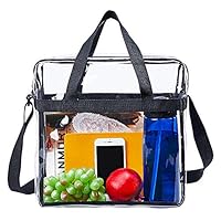 Magicbags Clear Tote Bag,NCAA NFL&PGA Stadium Approved Clear Bag with Adjustable Shoulder Strap and Double Zippered,Perfect for Work, School , Sports Games and Concerts -12"X12"X6"