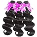Body Wave Bundles with Closure for Black Women 100% Unprocessed Brazilian Body Wave Human Hair 3 Bundles with 4X4 Lace Closure Free Part Natural Color