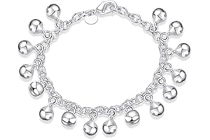 paobteiy Aimys 925 Sterling Silver Adjustable Bells Chain Bracelet/Anklet for Women Girls Gift Jingle Bells Bead Charm Bracelet Lady Jewelry (1)