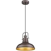 zeyu Farmhouse Pendant Light, 1-Light Industrial Hanging Light Fixture 11-inch, Oil Rubbed Bronze Finish, 016-1 ORB