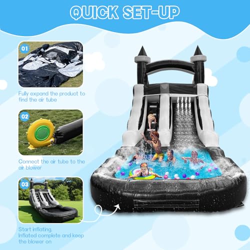 Commercial Grade Water Slide 21'x9'x12' Inflatable with Pool for Kids and Adults, Wet Dry Use, Summer Splash Fun