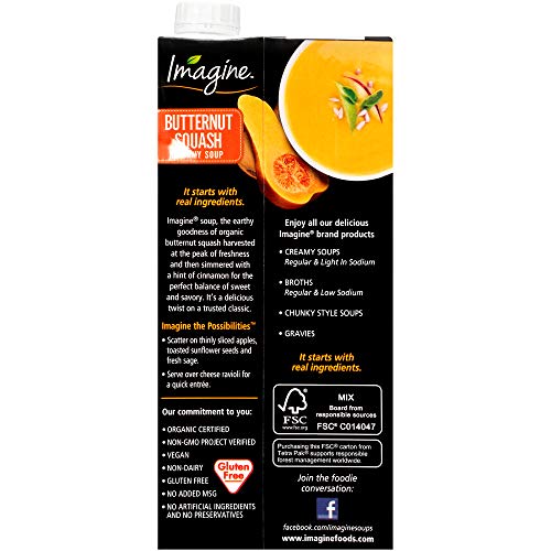 Imagine Organic Creamy Butternut Squash Soup | 32 Ounce USDA Certified Organic Soup