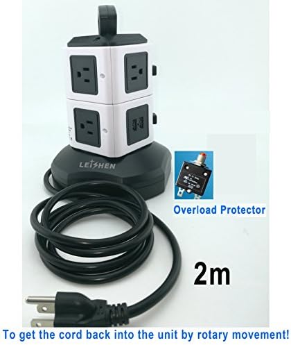 10a 2-Layer Electric Power Strip Universal Socket with charging usb ports for PC Laptops Mobile 16AWG 10 Outlet Plugs with 4 USB Slot 6.5ft UL Listed Cord Wire