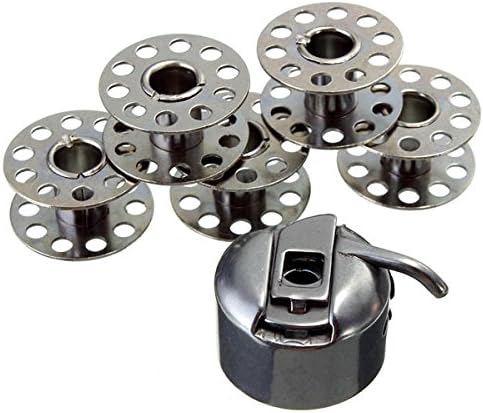 Stainless Steel Sewing Machine Accessories 5 Bobbins 1 Bobbin Case for Brother Toyata Singer