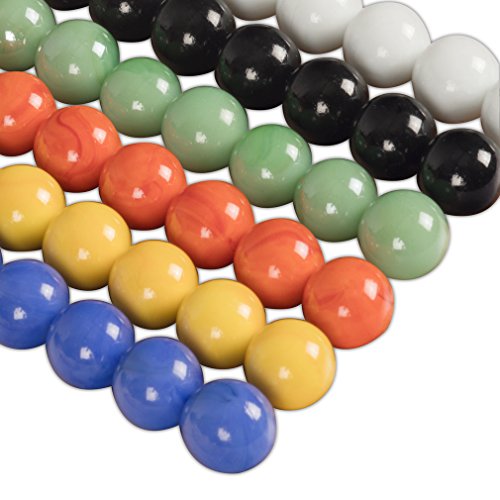 Marbles for Chinese Checkers, Set of 60, 6 Colors, 10 Marbles for Each Color, Includes Velvet Drawstring Pouch