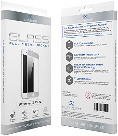 GLASSIER Full Metal Jacket Tempered Glass Screen Protector Silver for iPhone 6s Plus 6 Plus - Glass is product of Japan, Designed in California, Full coverage front surface