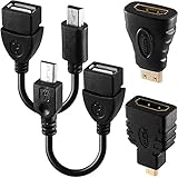 AFUNTA Android Tablet Cable Adapter Set-Micro USB OTG; Mini USB OTG; Hdmi Female to Micro Hdmi Male;hdmi Mini-Enabled Devices to Standard Hdmi