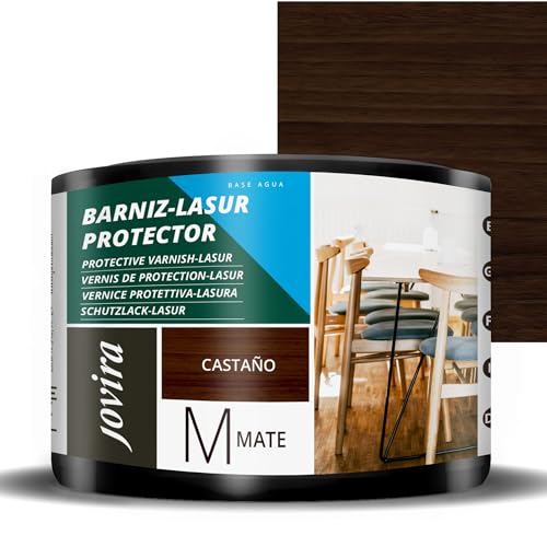 JOVIRA PINTURAS Vernice - Lasur protettiva opaca a base d'acqua. Protegge, decora e impreziosisce tutti i tipi di legno. (375 Millilitri, Castagno)