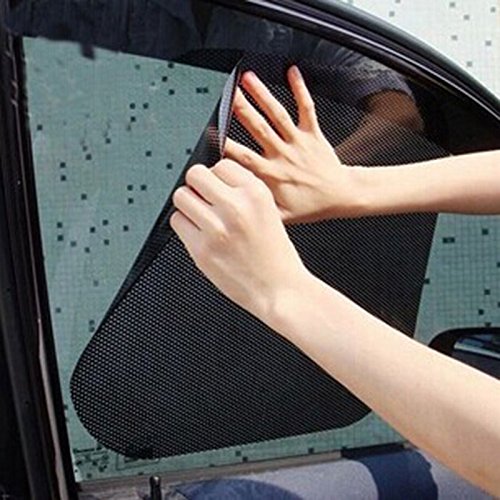 Leaftree 2 Pcs Black Car Rear Window Side Sun Shade Cover Block Static Cling Visor Shield Screen