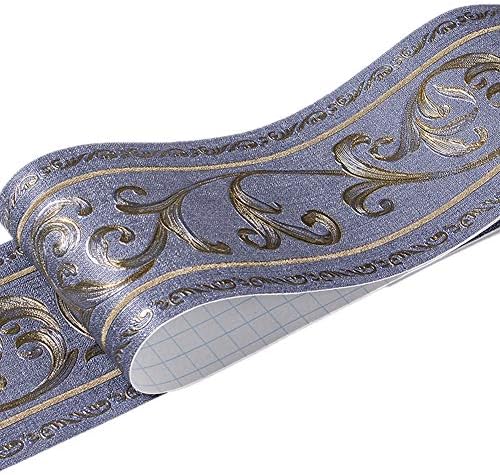 Floral Pattern Molding Peel Stick Wall Border for Home Decor Bathroom Kitchen,4 inch by 16.4 feet (Navy)