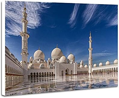 Sheikh Zayed Grand Mosque Abu Dhabi Art Print Home Wall Hang Decor Poster Frameless Decorative Painting(16x24x1 inches)