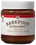 Barefoot & Chocolate - Chocolate Hazelnut Spread (10oz Jar) - All Natural and Fair Trade!