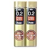 Pentel Ain Pencil Leads 0.2mm 2B, 10 Leads X 2 Pack/total 20 Leads (Japan Import) [Komainu-Dou Original Packege]
