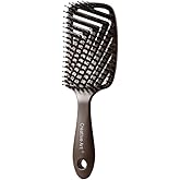 Boar Bristle Hair Brush for Women, Curved Vented Detangling Brushes for Wet& Dry Hair, Styling Paddle Massage Hairbrush for Slick Back, Volume and Shine,Ergonomic Handle for Comfortable Grip